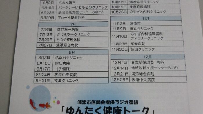 浦添市医師会報春夏号です。番組名「ゆんたく健康トーク」出演者掲載！