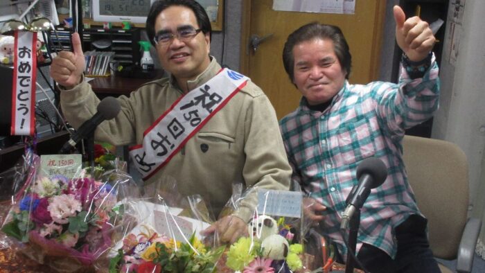 「かなめとふみのマンマるトーク」のかなめさんと応援団のジミーさん(^。^)二人は仲良し(^。^)